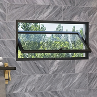 Fenêtre à auvent en aluminium noir de fabrication industrielle, vitre trempée pour l'intimité, étanche, petite fenêtre pour salle de bain, sous-sol, ventilation