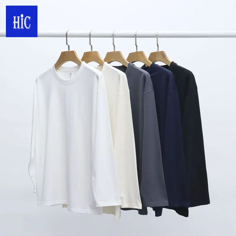 HIC haute qualité personnalisé coton unisexe goutte épaule à manches longues surdimensionné T-Shirt Style décontracté pour les hommes