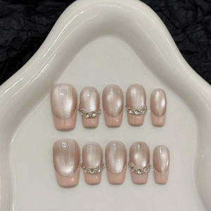 Tszs Luxe Korte Kist Franse Handgemaakte Pers Op Nagels Nude Rood Paars Roze Franse Lijnpers Op Nagels Nagelgroothandel - Product Image 2