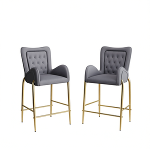 Ensemble de 2 tabourets de bar avec accoudoirs en tissu velours, pieds dorés, meubles de bar modernes et contemporains, hauteur de comptoir de 28,75 pouces - Product Image 1
