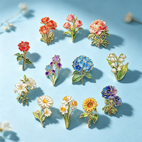 Lot de broches fleurs délicates en émail souple plaqué or, tulipe rose imprimée UV, pour nœud bleu, artisanat métallique, épingles à chapeau, moulage