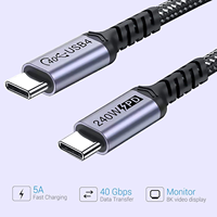 Kabel Data USB4.0 Fungsi Lengkap Tipe-C Berlapis Tembaga Terlindungi, Pengisian Cepat 100W 40Gbps PD dengan Selubung PVC untuk Ponsel (Laris Terjual)