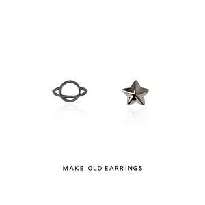 Mini asymmetrische Stern-Planeten-Ohrstecker für Damen, 7 mm, schwarzes Gunmetal, klassischer Modeschmuck im Großhandel - Product Image 1