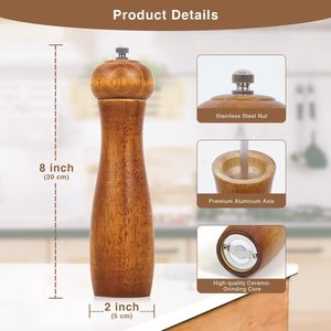 Ensemble moulin à épices en bois de luxe pour cuisine, moulin à herbes, moulin à épices, moulin à sel et à poivre, bouteille - Product Image 2