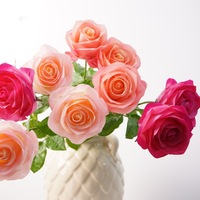 Roses Françaises Réalistes Bourgogne à Tiges Pliables pour Bouquet de Mariée, Arche de Mariage et Composition Florale de Fête