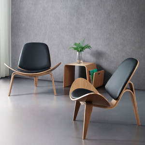 Chaise de Loisir Moderne Nordique en Bois avec Touches Dorées, Mobilier de Salle à Manger de Luxe pour Maison, Salon, Hôtel, Café - Product Image 1