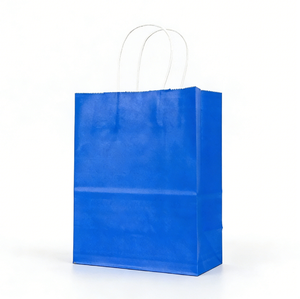 Bolsas de Compra de Papel Kraft Azul Rey a la Moda para Boutique, Cafetería, Librería, Bolsa de Papel Kraft para Empaque - Product Image 1