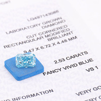 Diamant bleu fantaisie de laboratoire de 1 à 2,5 carats, taille Radiant, certifié IGCI, véritable couleur CVD