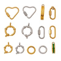 Pendentif DIY en acier inoxydable avec anneau à pression, forme cœur, circulaire, elliptique, plaqué or 18 carats PVD, anti-ternissement, résistant à l'eau
