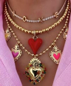 <span class=keywords><strong>Set</strong></span> di <span class=keywords><strong>Collane</strong></span> <span class=keywords><strong>Girocollo</strong></span> da Donna alla Moda con Ciondolo a Cuore Sacro Placcato Oro 18k e Catena a Maglie - Product Image 4