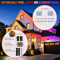 Éclairage de Noël extérieur permanent 48V RGBW à 6 LED sur rail, contrôlable par application intelligente, IP68