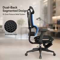 Chaise de bureau ergonomique entièrement en mesh avec appui-tête et soutien lombaire réglables BIFMA