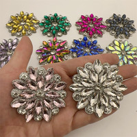 Appliques de fleurs en strass et paillettes - Accessoires de sac DIY avec bordures en dentelle perlée, motif en strass de cristal, style à tige