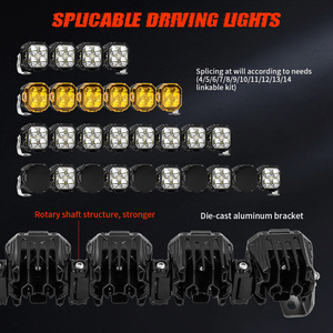 Empalmable 8PCs 6PCs 5PCs 12V 24V Modular Linkable Kit Car Light Bar Wide Beam Side <span class=keywords><strong>Shooter</strong></span> con ámbar blanco DRL para 4x4 - Product Image 3
