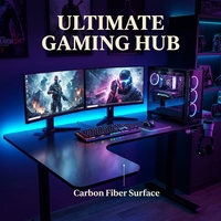 Bureau de jeu en forme de L extensible AOR L1 avec éclairage RVB, construction en métal et bois, design de refroidissement pour utilisation à domicile avec PC