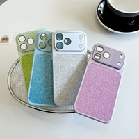 Coque de téléphone antichoc en TPU+PC mat avec paillettes et grande fenêtre pour iPhone 17, protection brillante de l'objectif de l'appareil photo