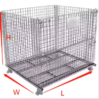 Cage en treillis métallique pour entrepôt, robuste, empilable, pliable, en acier galvanisé, cage de stockage, palettes avec roues