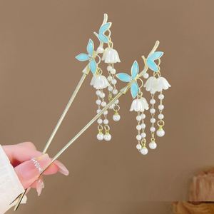 Horquilla de mariposa azul romántica china, accesorios para el cabello de estilo tradicional, horquilla de perlas, horquilla deslizante para el cabello - Product Image 1