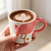 Mug en céramique flamant rose sculpté en 3D, peint à la main, tasse à café ou à thé, cadeau tropical original pour la décoration de la maison ou du bureau