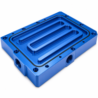 Base de plaque froide en aluminium avec canaux serpentin et ports latéraux filetés, usinage CNC pour composants de refroidissement liquide personnalisés