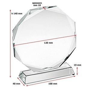Trofeo STACCATO 19d.120 con Base Octogonal, Impresión UV en Vidrio y Papel, para Ferias Comerciales, Bienvenida y Premios - Product Image 3