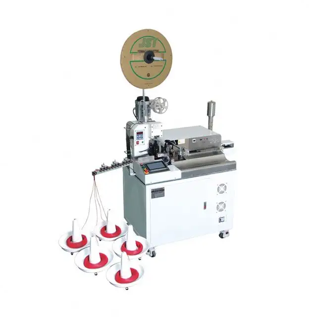 Full auto single side 5 wire flat cable wire cut strip crimp dip tin solder machine for wire harness good price