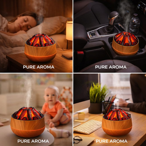 Humidificador de Carbón Vegetal de 300 ml, Mini Difusor de Aroma con Llama Volcánica, Humidificador de Aceites Esenciales para el Hogar con 1 Año de Garantía - Product Image 4