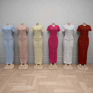 Ingrosso nuove donne Casual girocollo elegante <span class=keywords><strong>abito</strong></span> a maniche corte lavorato a <span class=keywords><strong>maglia</strong></span> di lusso - Product Image 4