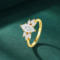 Bague de fiançailles personnalisée en argent sterling 925 avec moissanite de 1 carat en forme de marquise, pour femme, avec certification GRA