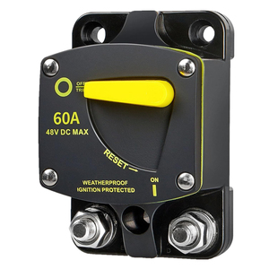 Disjoncteur 60A avec interrupteur à réinitialisation manuelle DC 12-48V pour système audio de <span class=keywords><strong>voiture</strong></span>, camping-car, bateau, camion, moteurs de pêche à la traîne, système audio stéréo, système solaire - Product Image 1