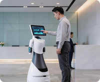 Robot de Service d'Accueil Intelligent avec Application, Télécommande, Recharge Automatique, Dialogue Vocal et Gestion des Visiteurs pour Hôtels, Bureaux et Halls d'Accueil