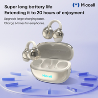Miccell écouteurs à pince TWS casques de sport de jeu à faible latence écouteurs à conduction osseuse sans fil Ows oreille ouverte Tws écouteurs
