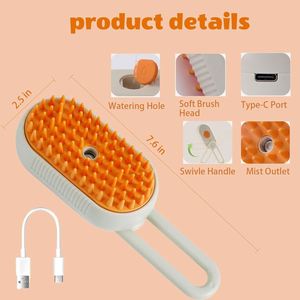 3 in 1 Cat Steamy <b>Brush</b> With Steamer Cleaning and <b>Pet</b> Hair Removal Steam <b>Brush</b> for Dogs and Cats <b>Pet</b> Spray Hair Comb - Product Image 4
