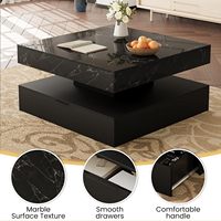 Table basse carrée Mobilier de salon en marbre Support TV et table basse