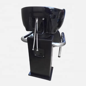 Chaise de lavage moderne haut de gamme avec lavabo en céramique et cuir durable pour salon de coiffure et barbier - Product Image 4
