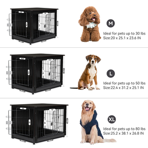 Modern Black Metal Pet Cage Rectangle Indoor Dog <b>Enclosure</b> Dual Lock Easy Cleaning Solid Design for Dogs - Product Image 6
