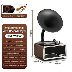 Tocadiscos de Estilo Retro en Oferta, Reproductor de Discos Personalizado de 3 Velocidades, Gramófono con Bluetooth, FM, USB, Reproductor de Discos Inalámbrico con Bluetooth, Audio de Alta Fidelidad - Product Image 6