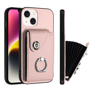 Funda de cuero con soporte y ranura para tarjetas con anillo de sujeción para iPhone 17 Air 16E 16 Plus 15 14 13 Mini 12 11 Pro Max XS XR 8 7 - Product Image 4