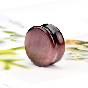 Piedras preciosas personalizadas y vidrio de <span class=keywords><strong>6mm</strong></span> a 25mm Opción disponible Cat Eye Double Flare <span class=keywords><strong>Ear</strong></span> Plug Rojo oscuro - Product Image 3