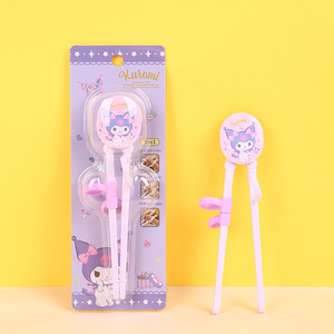 Kuromi Children's Chopsticks 3 In 1 Training Set For Toddlers Age 2 4 Years Cartoon Design With Helper Guide - Product Image 1
