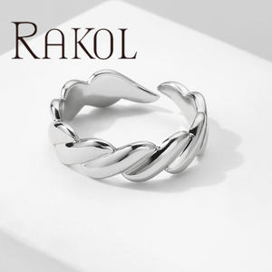 RAKOL RP2212 Women's Jewelry <b>Brass</b> Metal Simple Design Ladies Gift Gold-Plated Twisted <b>Ring</b> - Product Image 4