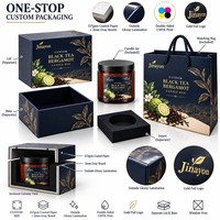 Ensemble d'emballage personnalisé avec boîte rigide pour bougie au thé noir et bergamote et sac cadeau en papier assorti