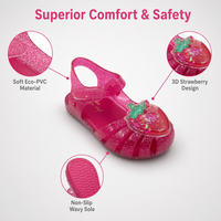 2026 Nieuwe Aanwinst Fruitprint Kinderen PVC Jelly Sandalen Groothandel Roze Glitter Kinderen Romeinse Sandalen Ademend Schoeisel