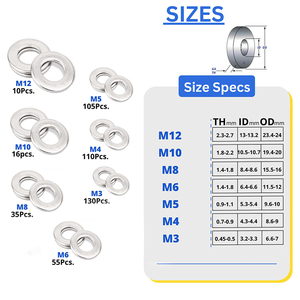 En stock – Lot de 100 rondelles plates M6 en acier inoxydable, jeu de calibres fins de verrouillage pour usage industriel, fixations et quincaillerie - Product Image 4