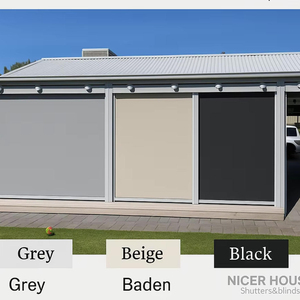 Stores à enroulement OEM pour pergola extérieure, stores manuels à fermeture éclair <span class=keywords><strong>avec</strong></span> protection contre le vent pour ombrage <span class=keywords><strong>latéral</strong></span> - Product Image 1