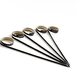 Fábrica al por mayor negro 12 centímetros anillo de dedo cuerda bastón de caramelo palos cóctel fiesta palos decoración de frutas palos de bambú - Product Image 3