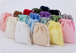 Venta al por mayor logotipo personalizado impreso lienzo apertura superior dibujar cadena regalos promocionales bolsa joyería Eco algodón bolsa con cordón - Product Image 3