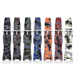 Camouflage Watch Bands Strap Camo Rubber Wristbands Belts for Casio GST-210B GST-W300G S300G S110 W100 Watch