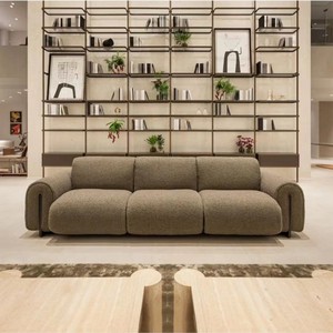 High Quality <strong>Velvet</strong> Cream Color Large <strong>Sofa</strong> Villa Wooden Modern Straight <strong>Sofa</strong> <strong>Brown</strong> Leather Material 3 Seats/large <strong>Sofa</strong> - Product Image 4