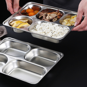 Yurtrain - Juego de Platos para Almuerzo Estilo Coreano de Acero Inoxidable 316 Pulido, Duradero, de Grado Alimenticio, con 4/5/6 Compartimentos, y Caja para Comida Rápida para la Escuela - Product Image 4